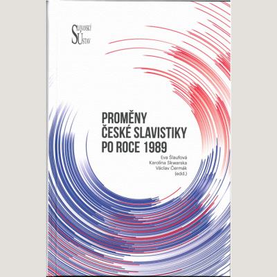 nadpis uprostřed, modro-červené kruhy okolo