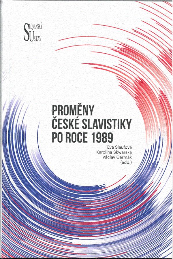 nadpis uprostřed, modro-červené kruhy okolo